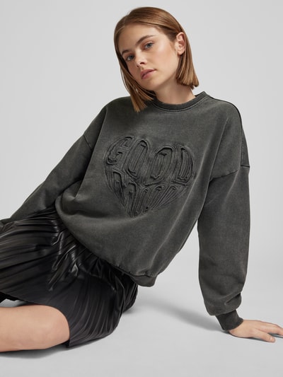 Only Sweatshirt met lange mouwen en ronde hals, model 'LINDA' Antraciet - 3