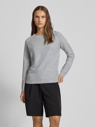 Only Sweter z dzianiny o kroju regular fit z raglanowymi rękawami model ‘RICA’ Jasnoszary melanż 4