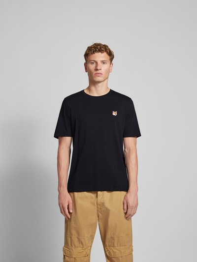 MAISON KITSUNE T-Shirt mit Label-Stitching Black 4