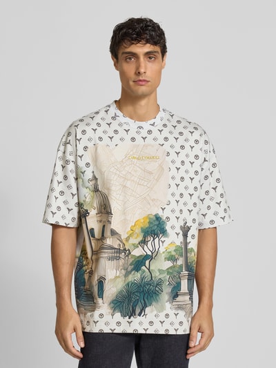 CARLO COLUCCI Oversized T-Shirt mit Label-Stitching Offwhite 4