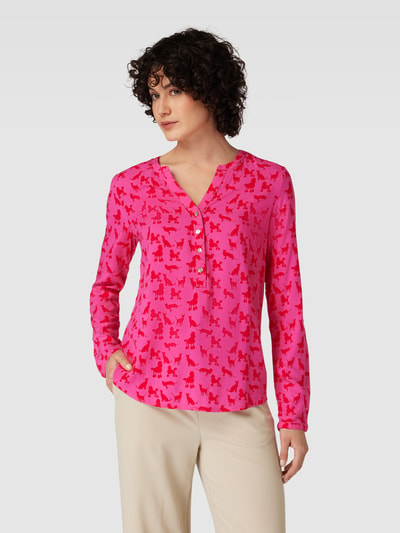 Montego Blouseshirt met all-over motief Fuchsia - 4