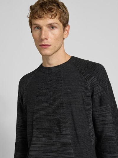 G-Star Raw Gebreide pullover met logostitching en ronde hals Zwart - 3