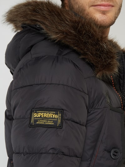 Superdry Kurtka pikowana z odpinanym sztucznym futrem Czarny 6