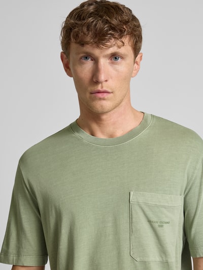 ARMANI EXCHANGE T-shirt o kroju relaxed fit z czystej bawełny z kieszenią na piersi Miętowy 3