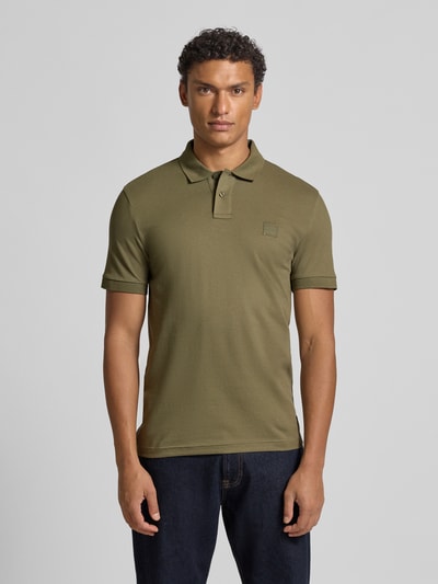 BOSS Orange Slim fit poloshirt van katoenmix Kaki - 4