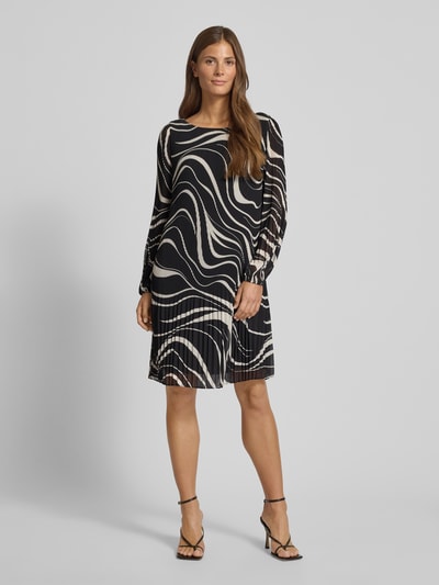 s.Oliver BLACK LABEL Loose fit plisséjurk met all-over motief Metallic zwart - 4