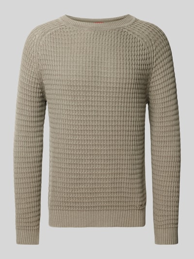 HUGO Strickpullover mit gerippten Abschlüssen Modell 'Sardello' Beige 2