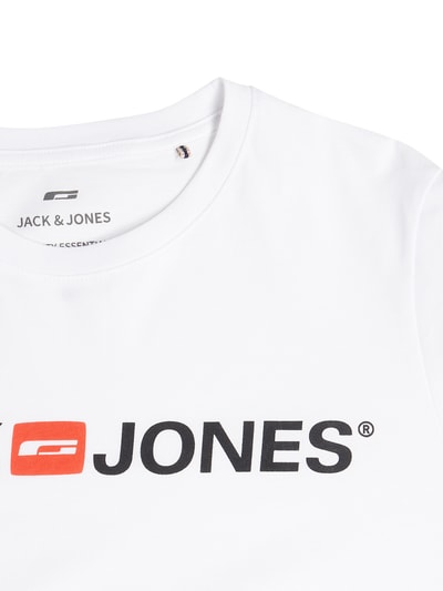 Jack & Jones T-shirt met labelprint, model 'CORP' Wit - 2