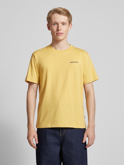 Pepe Jeans T-Shirt mit Label-Stitching Modell 'DAMIAN' Gelb 4