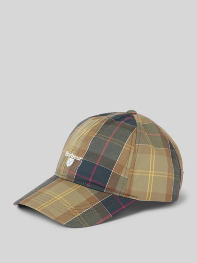 Barbour Basecap mit Label-Stitching Modell 'Tartan' Oliv 1