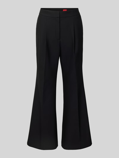 HUGO Wide leg stoffen broek met viscose, model 'HAMAIA' Zwart - 2