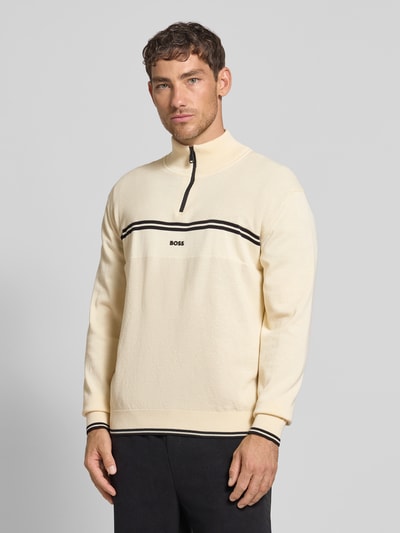 BOSS Green Regular Fit Troyer aus Baumwoll-Mix Modell 'ZONE' Offwhite 4