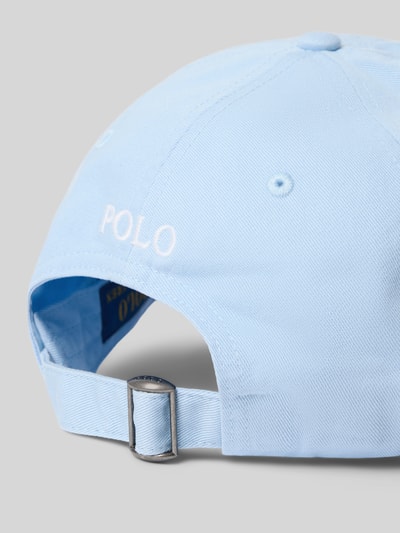 Produktfoto, Basecap aus reiner Baumwolle von Polo Ralph Lauren in Hellblau, unifarben, eingesticktes Logo, verstellbarer Riegel, strukturierte Webware