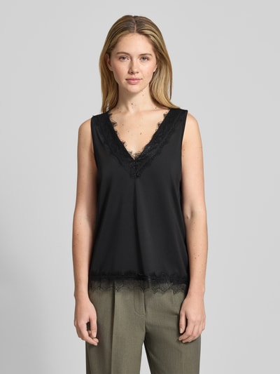 FREE/QUENT Trägertop aus Satin mit Spitzenbesatz Modell 'Bicco' Black 4