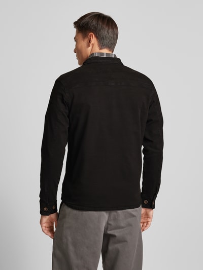 GABBA Slim fit overhemdjack met kentkraag, model 'CLIPPER' Zwart - 5