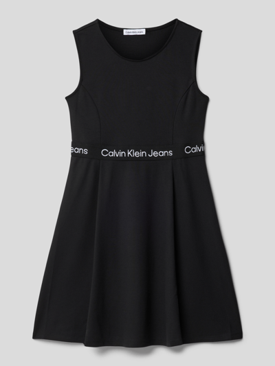 Calvin Klein Jeans Knielanges Kleid mit Logo-Streifen Black 1