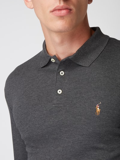 Polo Ralph Lauren Slim fit poloshirt met lange mouwen Antraciet - 3