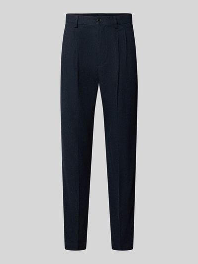 Produktfoto, Straight Fit Stoffhose mit Baumwoll-Anteil von Lindbergh, elastyczna mieszanka materiałów, kontrafałda, wpuszczane kieszenie, zapięcie na guzik i zamek błyskawiczny, Szerokość w rozmiarze M: 41 cm, Długość wewnętrzna nogawki w rozmiarze M: 80 cm