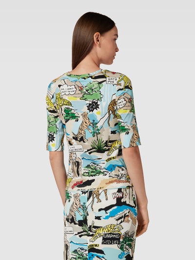 Marc Cain T-Shirt mit Allover-Motiv-Print Petrol 5