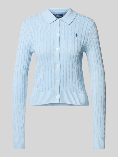 Polo Ralph Lauren Cardigan mit Zopfmuster Hellblau 2