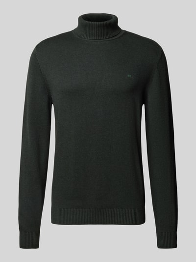 Christian Berg Men Slim fit pullover van een mix van katoen en wol  Donkergroen gemêleerd - 2