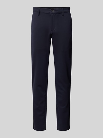 Blend Slim fit broek met elastische band, model 'Langford' Marineblauw - 2