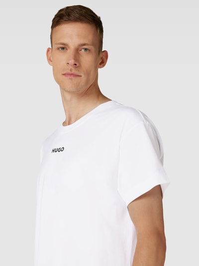 HUGO T-shirt o kroju oversized z nadrukiem z logo model ‘Linked’ Biały 3