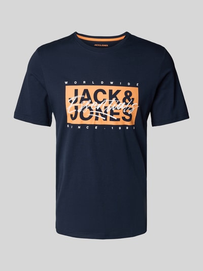 Jack & Jones T-Shirt mit Label-Print Modell 'COLTON' Marine 2