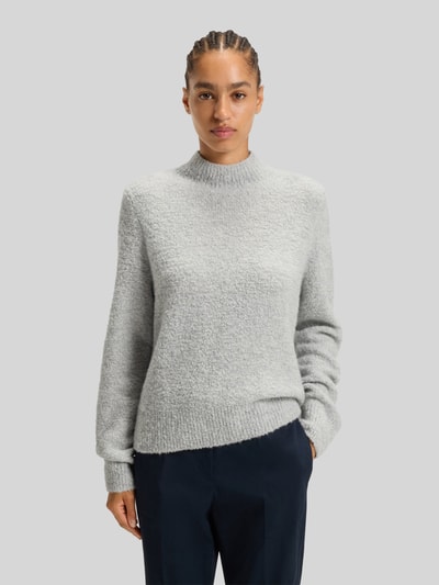 BOSS Sweter z dzianiny o kroju regular fit z mieszanki wełny i kaszmiru model ‘FUBRINA’ Jasnoszary melanż 4