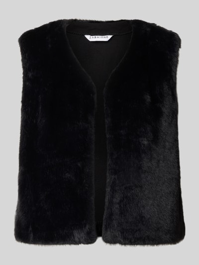 Produktfoto, Regular Fit Weste aus Kunstfell in unifarbenem Design von ZABAIONE, schwarze Farbe, weiche Textur, ärmellos, Damen Weste
