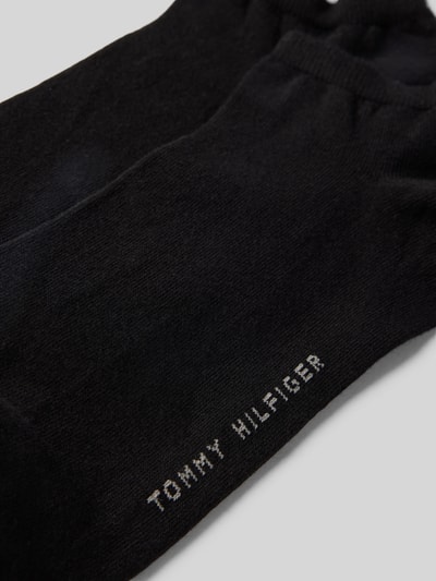 Produktfoto, Sneakersocken mit Label-Schriftzug im 2er-Pack von Tommy Hilfiger z mieszanka bawełny, z napisem z logo, prążkowany ściągacz, kolor czarny.