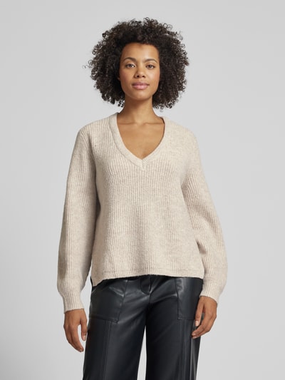 Vila Strickpullover mit überschnittenen Schultern Modell 'BELUNA' Beige 4