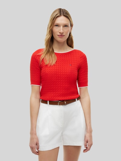 Tommy Hilfiger regular fit pullover van puur katoen met korte mouwen Rood - 4