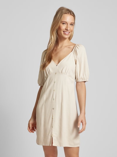 Vero Moda Midi-jurk van een mix van viscose en linnen, model 'MYMILO' Taupe - 4