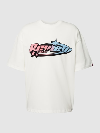 REVIEW T-shirt o kroju oversized z nadrukiem z logo Złamany biały 2