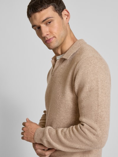 Casual Friday Strickpullover mit gerippten Abschlüssen Modell 'Karl' Camel Melange 3