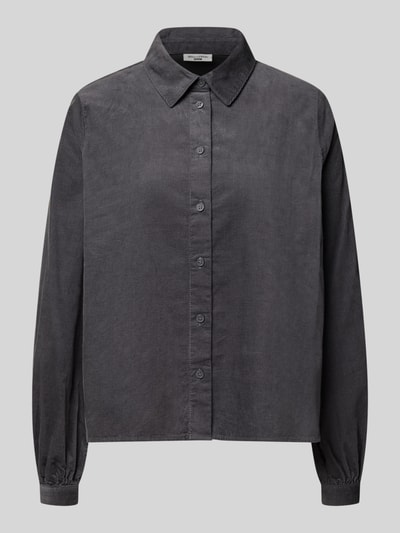 Produktfoto, Regular Fit Langarmbluse aus reiner Baumwolle von Marc O'Polo DENIM w kolorze ciemnoszarym, gładka faktura, proste kształty