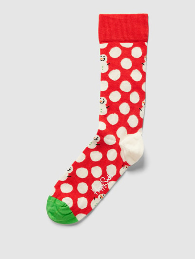 Happy Socks Socken mit Allover-Muster Modell 'Big Dot Snowman Sock' Rot 1