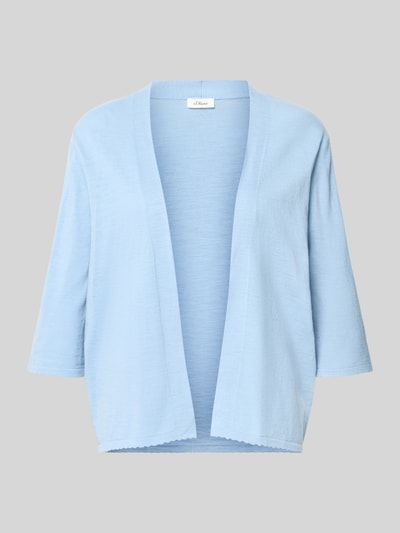 Produktfoto, hellblauer Regular Fit Bolero aus reiner Baumwolle von s.Oliver RED LABEL mit feiner, glatter Textur vor grauem Hintergrund.