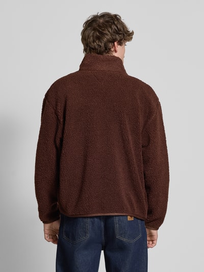 Tommy Jeans Regular fit jack van teddybont met labelstitching Donkerbruin - 5