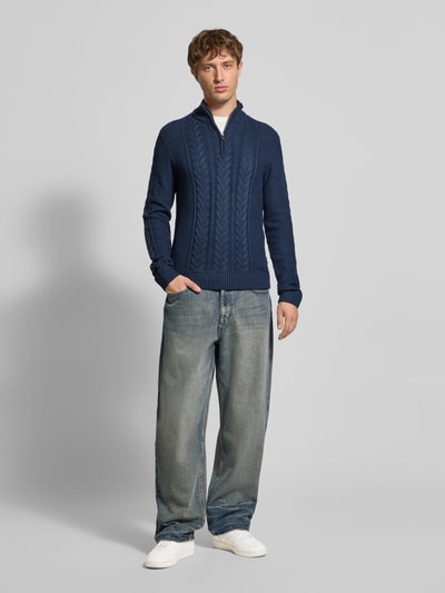 Blend Strickpullover mit Reißverschluss Modell 'BASIM' Marine 1