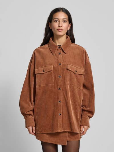Gestuz Relaxed Fit Hemdbluse aus Cord Modell 'cortes' Camel 4