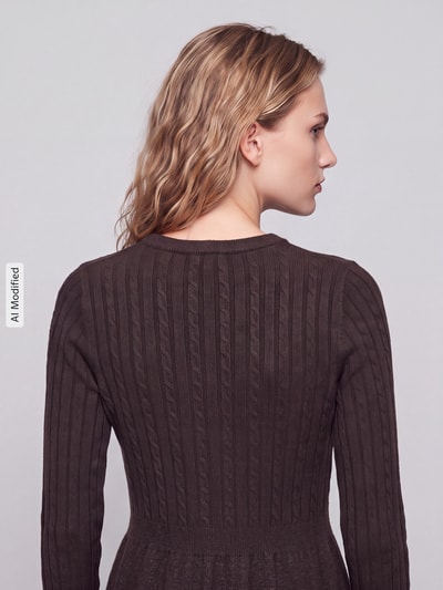 ONLY Tailliertes Strickkleid aus Viskose-Mix Modell 'FIA' Schoko 3