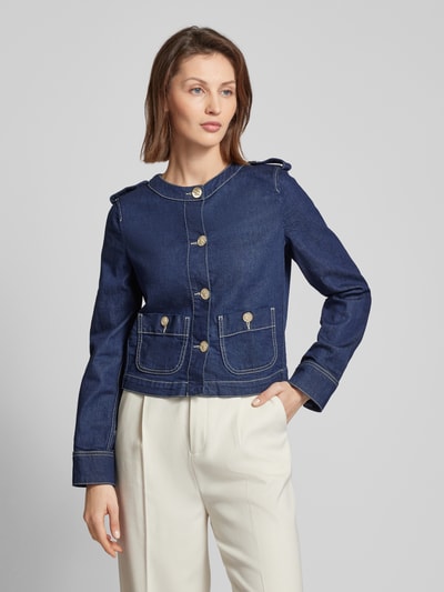 Emporio Armani Cropped Jeansjacke mit Knopfleiste Jeansblau 4