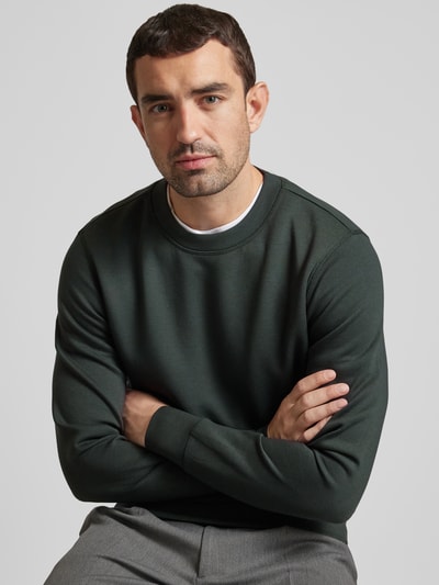 Casual Friday Sweatshirt met ribboorden, model 'Sebastian' Donkergroen - 3