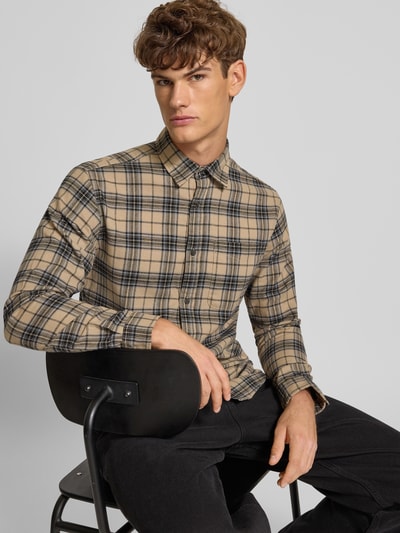 Jack & Jones Regular Fit Freizeithemd mit Kentkragen Modell 'JAMES' Beige 3