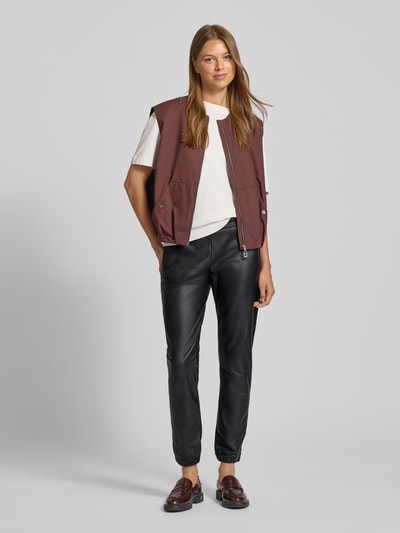 monari Spodnie z imitacji skóry z bocznymi kieszeniami zapinanymi na zamek błyskawiczny Czarny 1