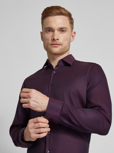 Jake*s Regular Fit Business-Hemd mit Kentkragen Aubergine 3