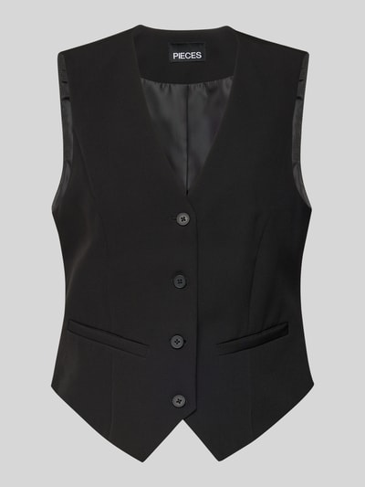 Pieces Regular fit gilet met 4-knoopssluiting, model 'BOZZY' Zwart - 2