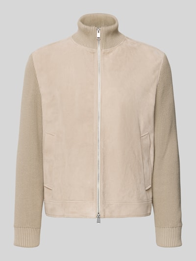 BOSS Regular Fit Lederjacke aus Ziegenvelours Modell 'M-MAVEN' Beige 2